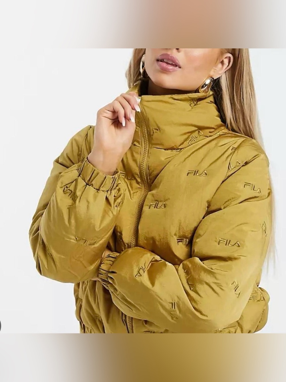 Monogram FILA Women's Golden Quilted Puffer Jacket